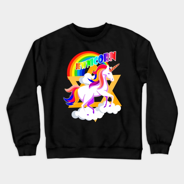 Rainbow Jewnicorn Jewish Unicorn Jew Rosh Hashanah Crewneck Sweatshirt by wonderws